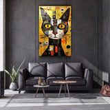 Tableau Abstrait – Chat Cubiste Coloré