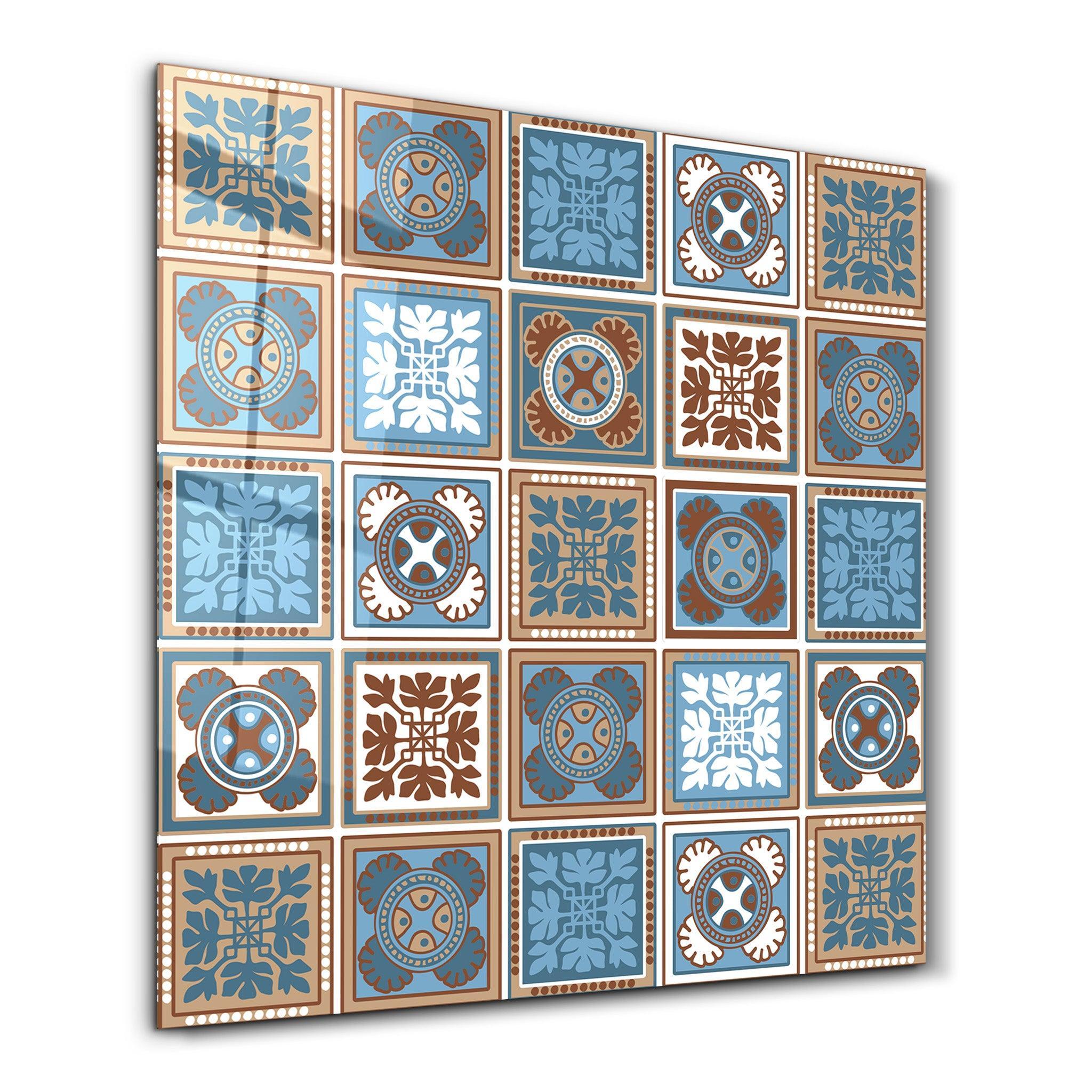Poster décoratif "Ornamental Blue & Brown Tiles"