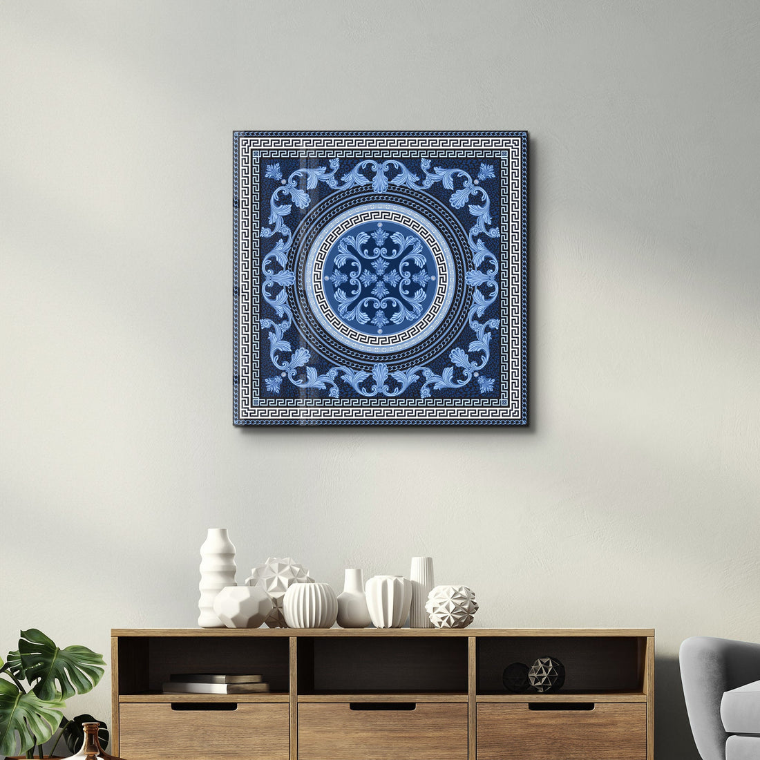 Tableau Décoratif Bleu Symétrique