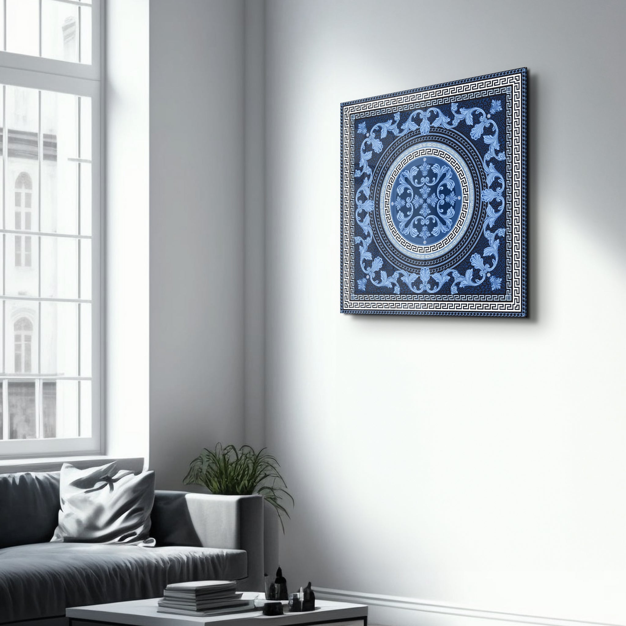 Tableau Décoratif Bleu Symétrique