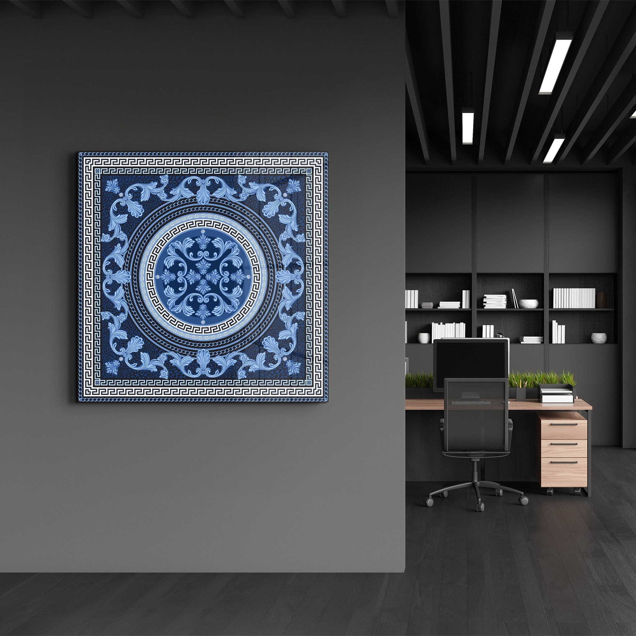Tableau Décoratif Bleu Symétrique