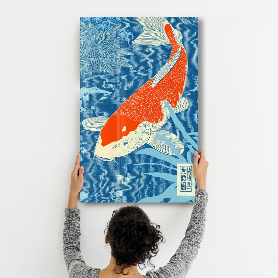 Tableau Japonais KOI – Poisson Orange & Blanc