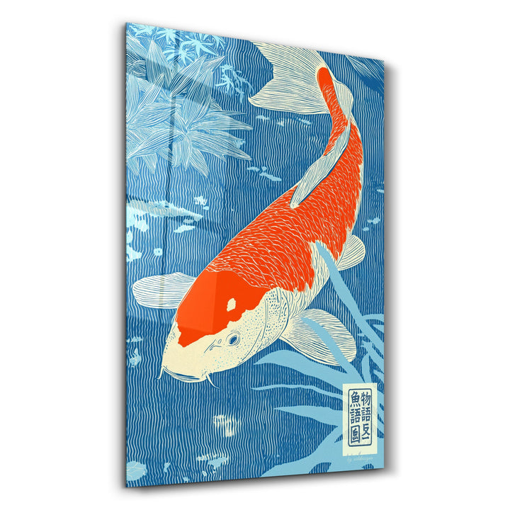 Tableau Japonais KOI – Poisson Orange & Blanc