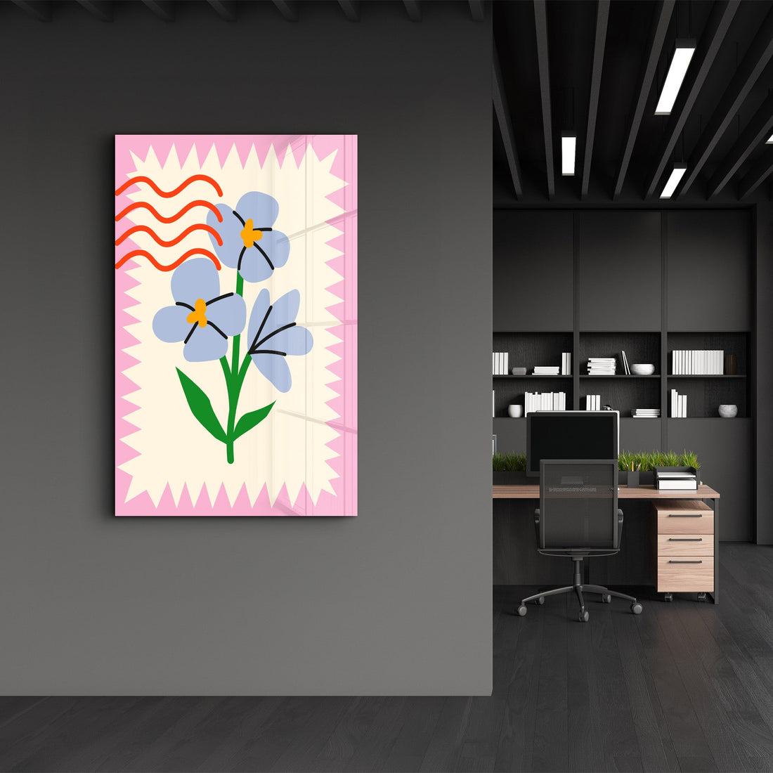 Poster Art Nouveau "Blue Flowers"