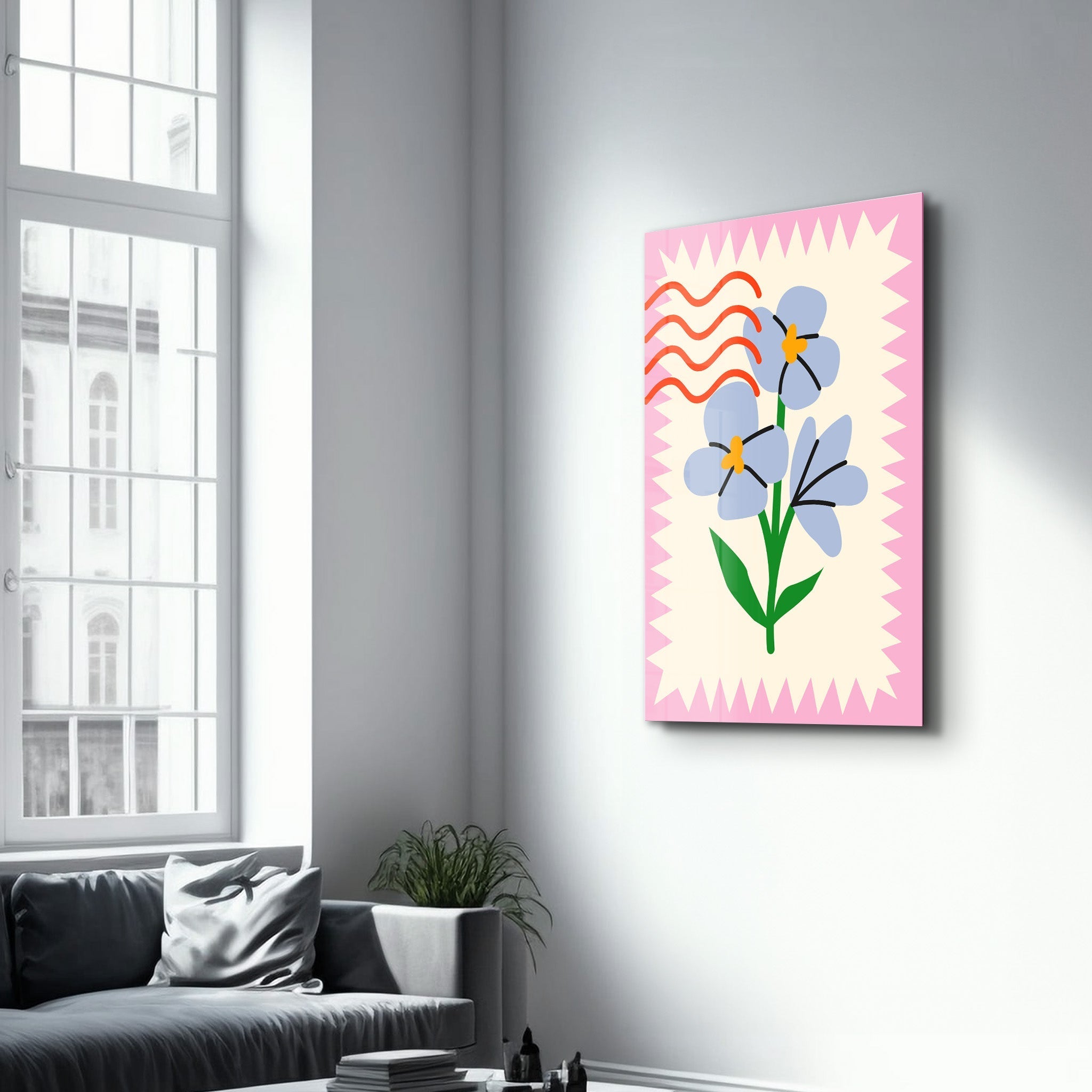 Poster Art Nouveau "Blue Flowers"