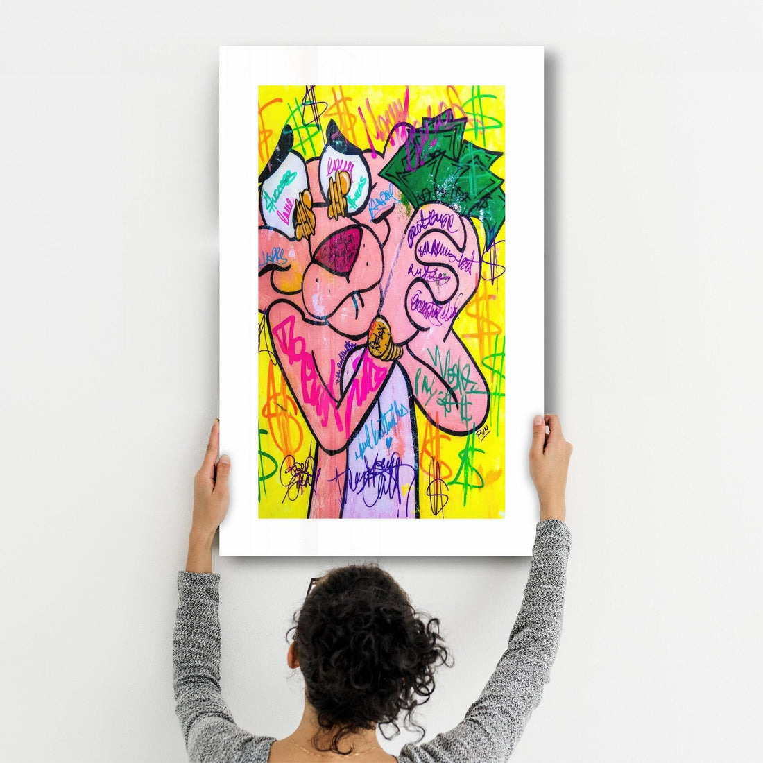 Tableau Pop Art Pink Panther – Graffiti & Dollar