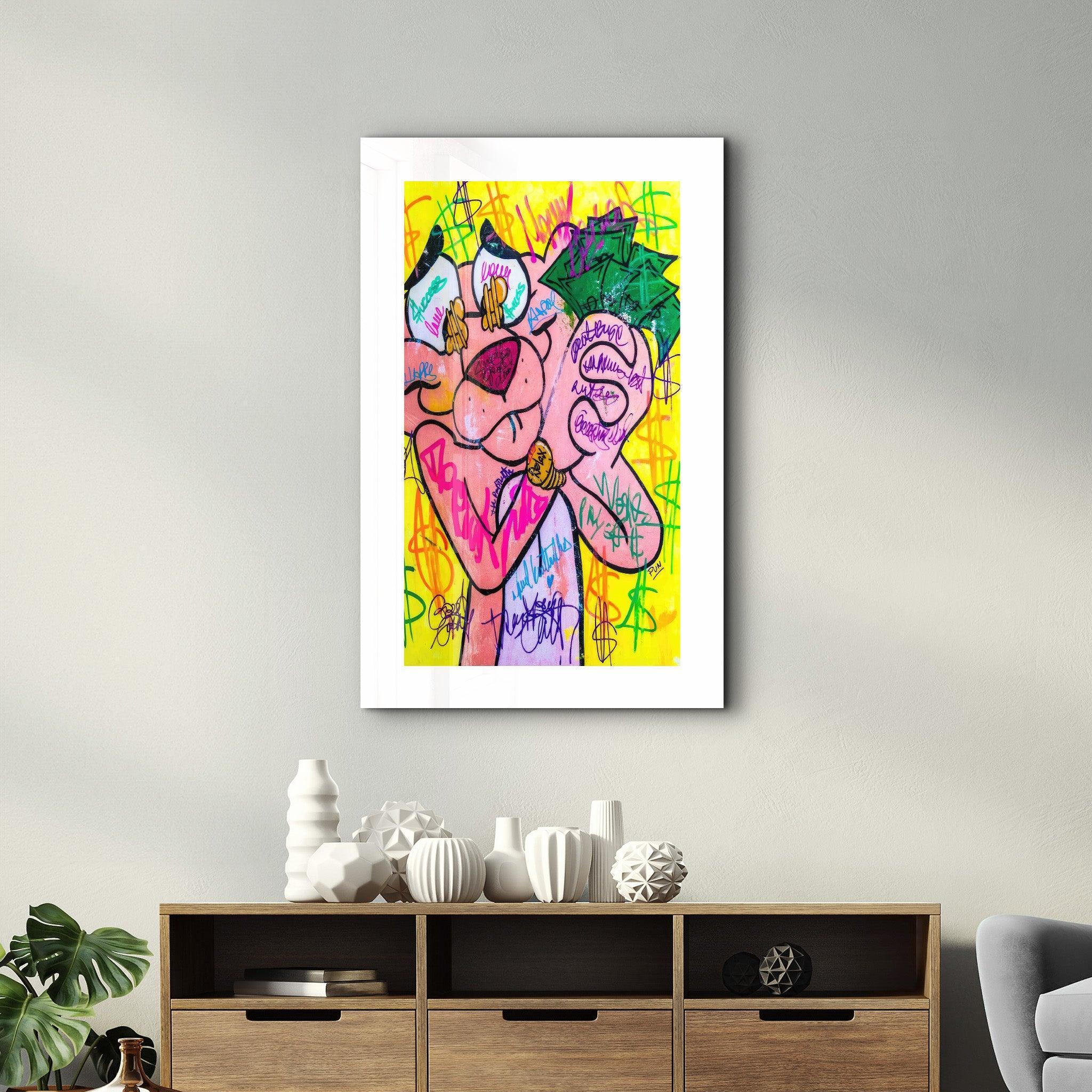 Tableau Pop Art Pink Panther – Graffiti & Dollar