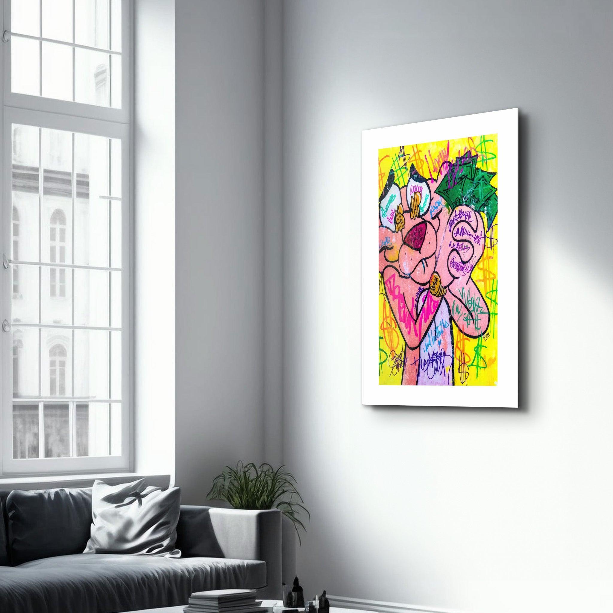 Tableau Pop Art Pink Panther – Graffiti & Dollar