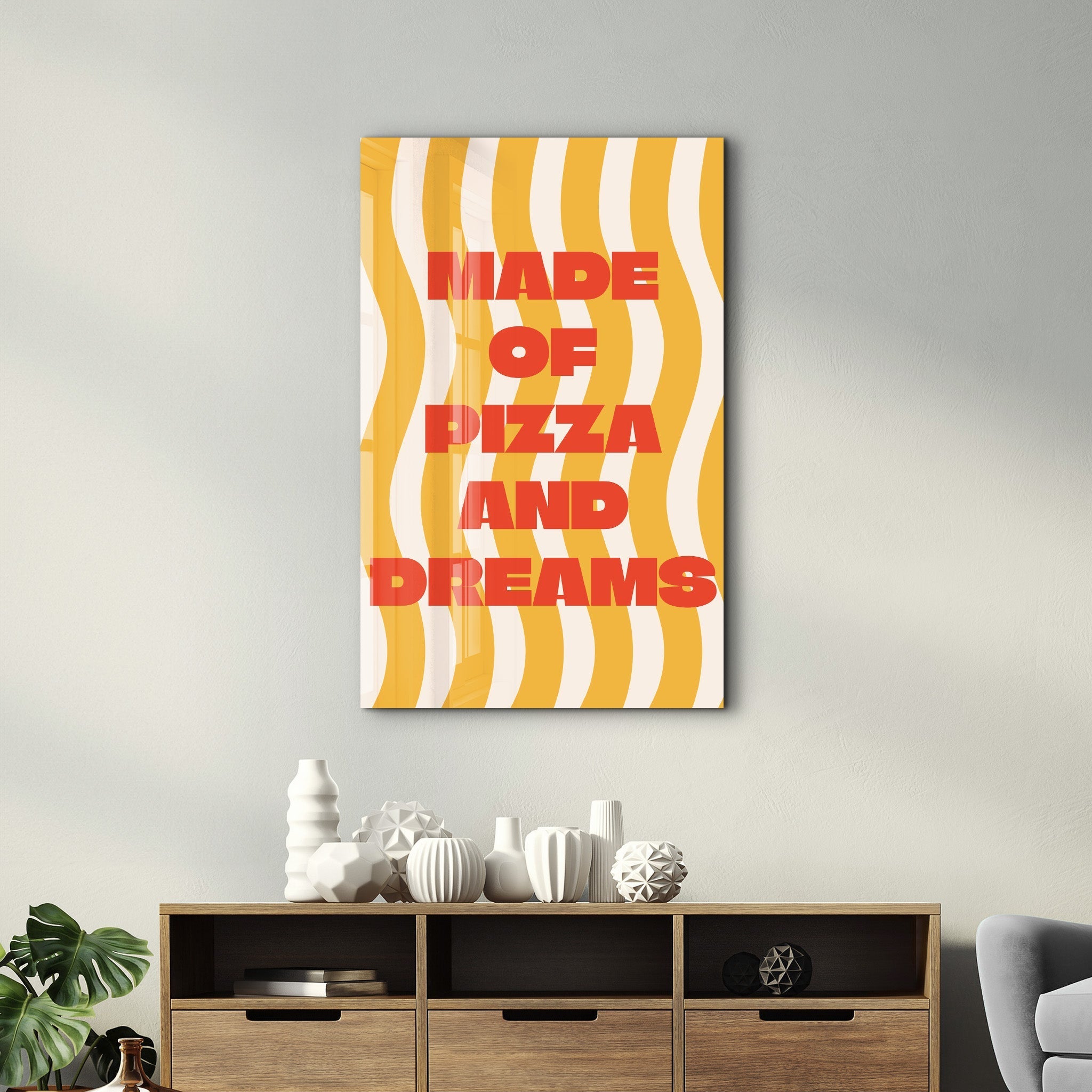 Poster humoristique "MADE OF PIZZA AND DREAMS"