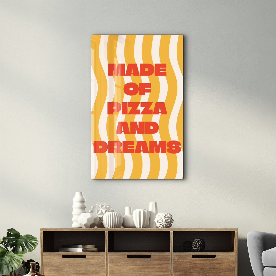 Poster humoristique "MADE OF PIZZA AND DREAMS"