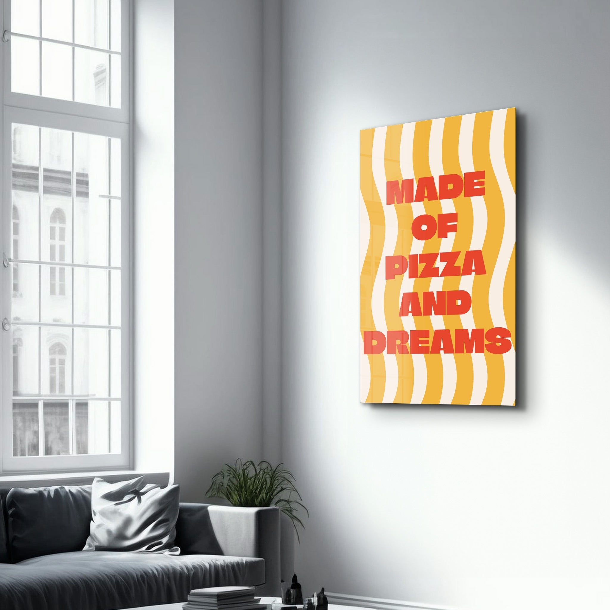 Poster humoristique "MADE OF PIZZA AND DREAMS"