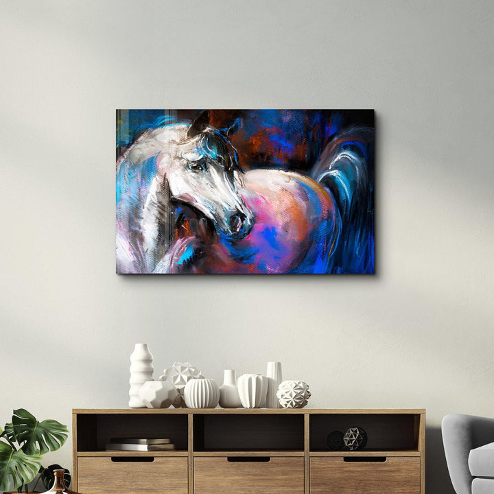 Tableau Mural "Cheval Blanc Mystique"