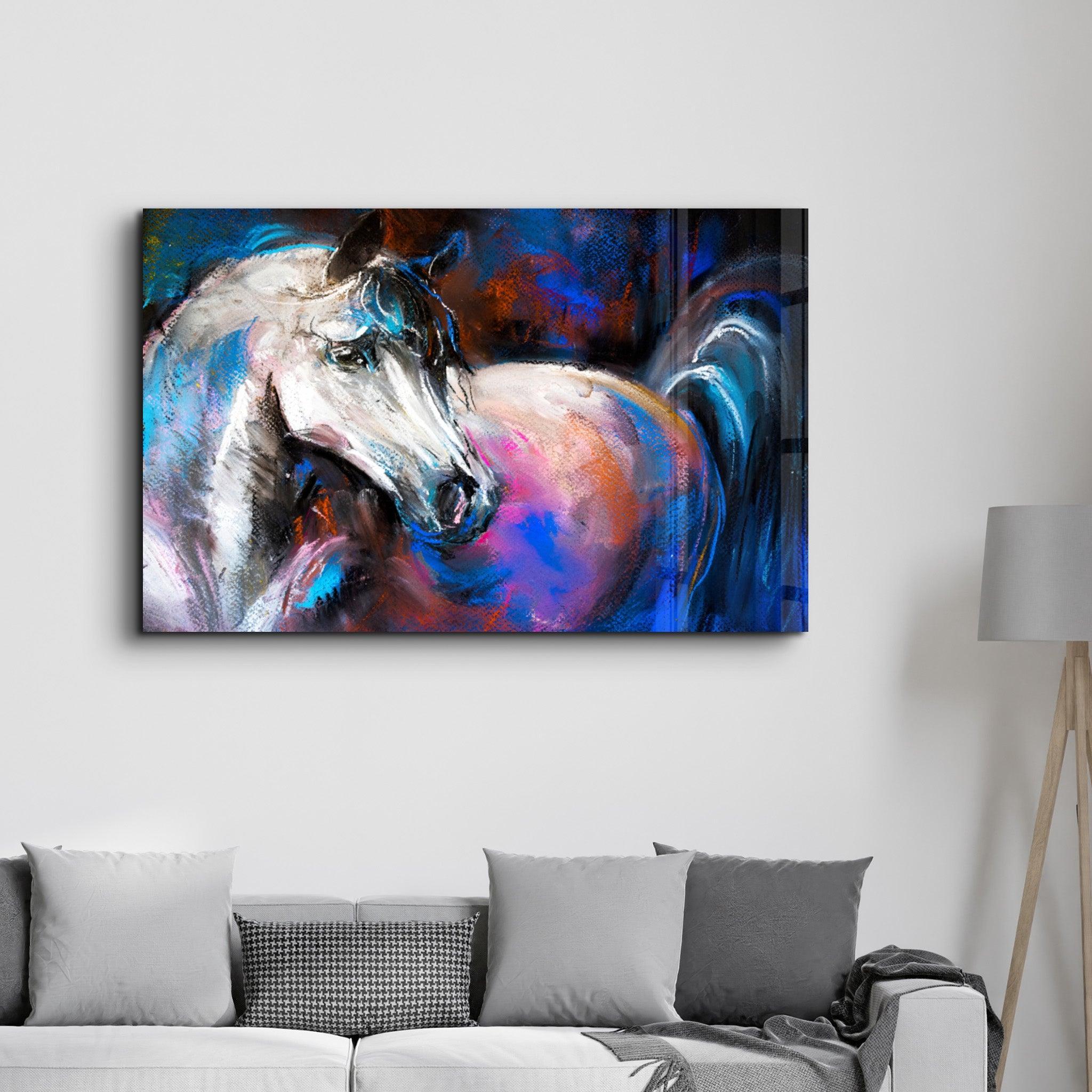 Tableau Mural "Cheval Blanc Mystique"