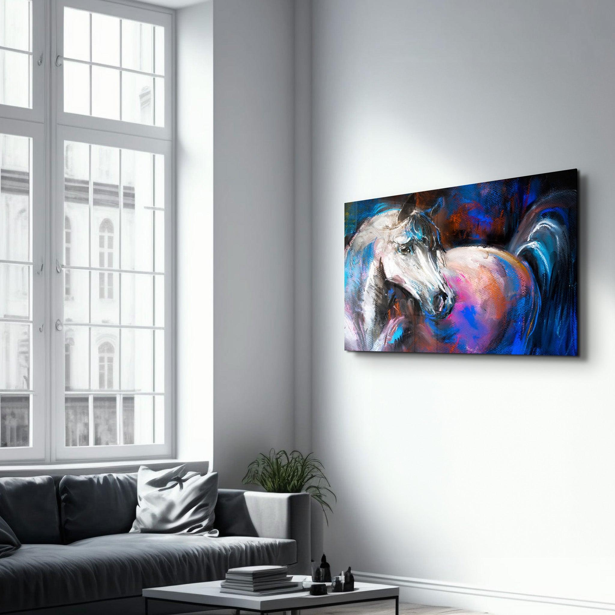 Tableau Mural "Cheval Blanc Mystique"