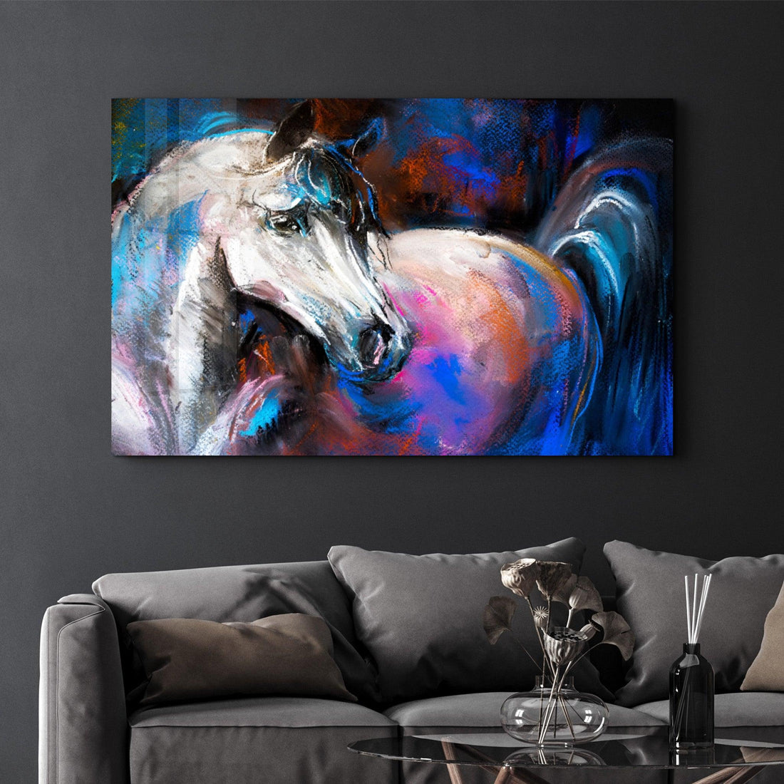 Tableau Mural "Cheval Blanc Mystique"