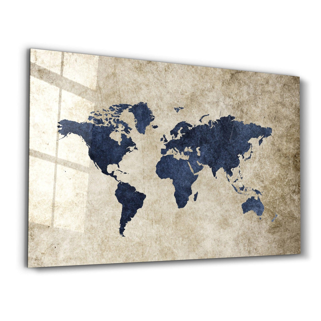 Tableau Carte du Monde Vintage Bleu