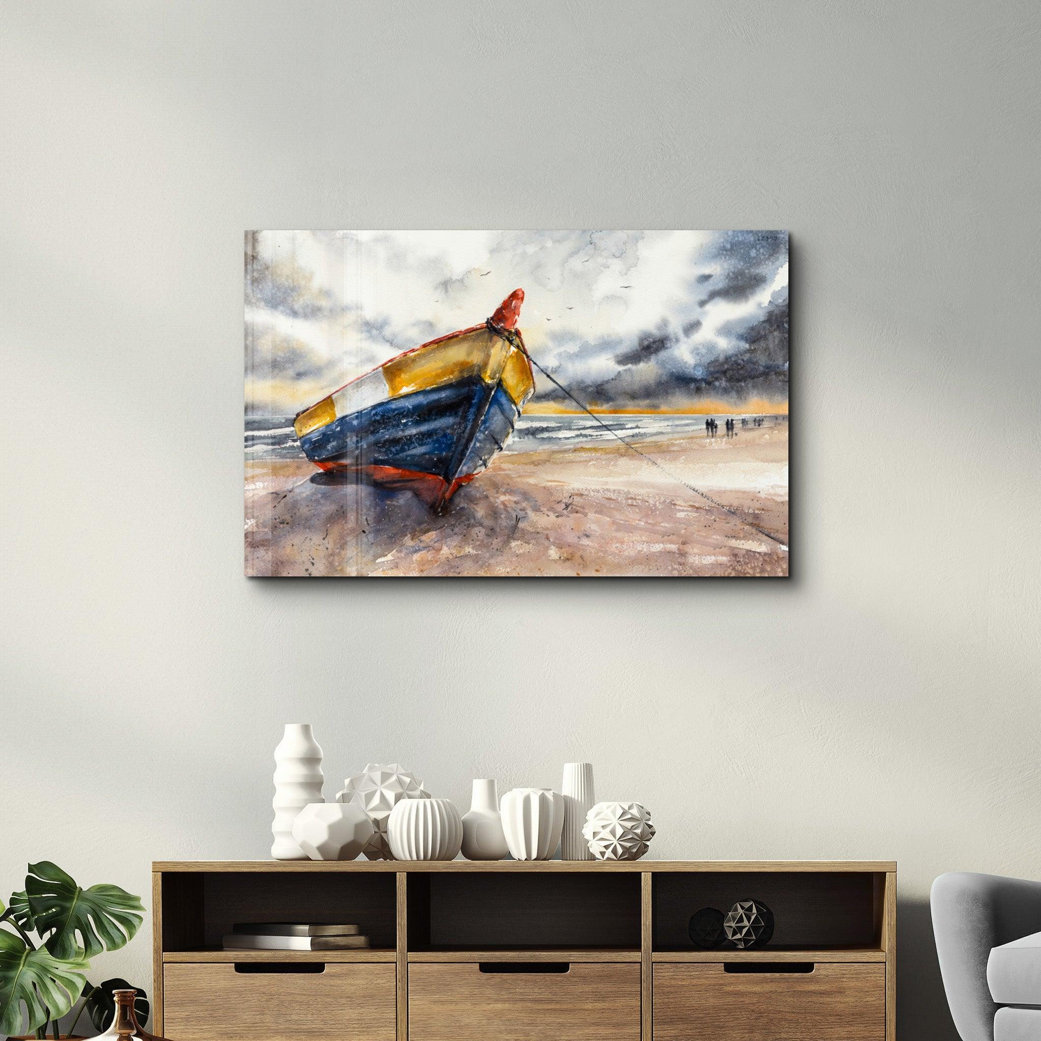 Poster "Boat on the Beach – Aquarelle Contemporaine"