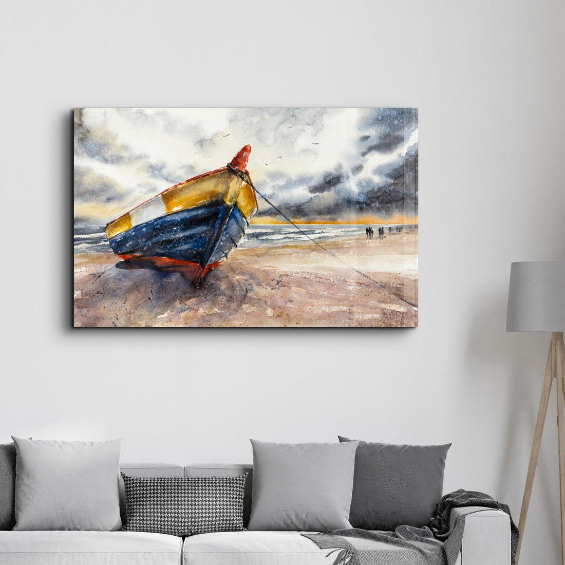 Poster "Boat on the Beach – Aquarelle Contemporaine"