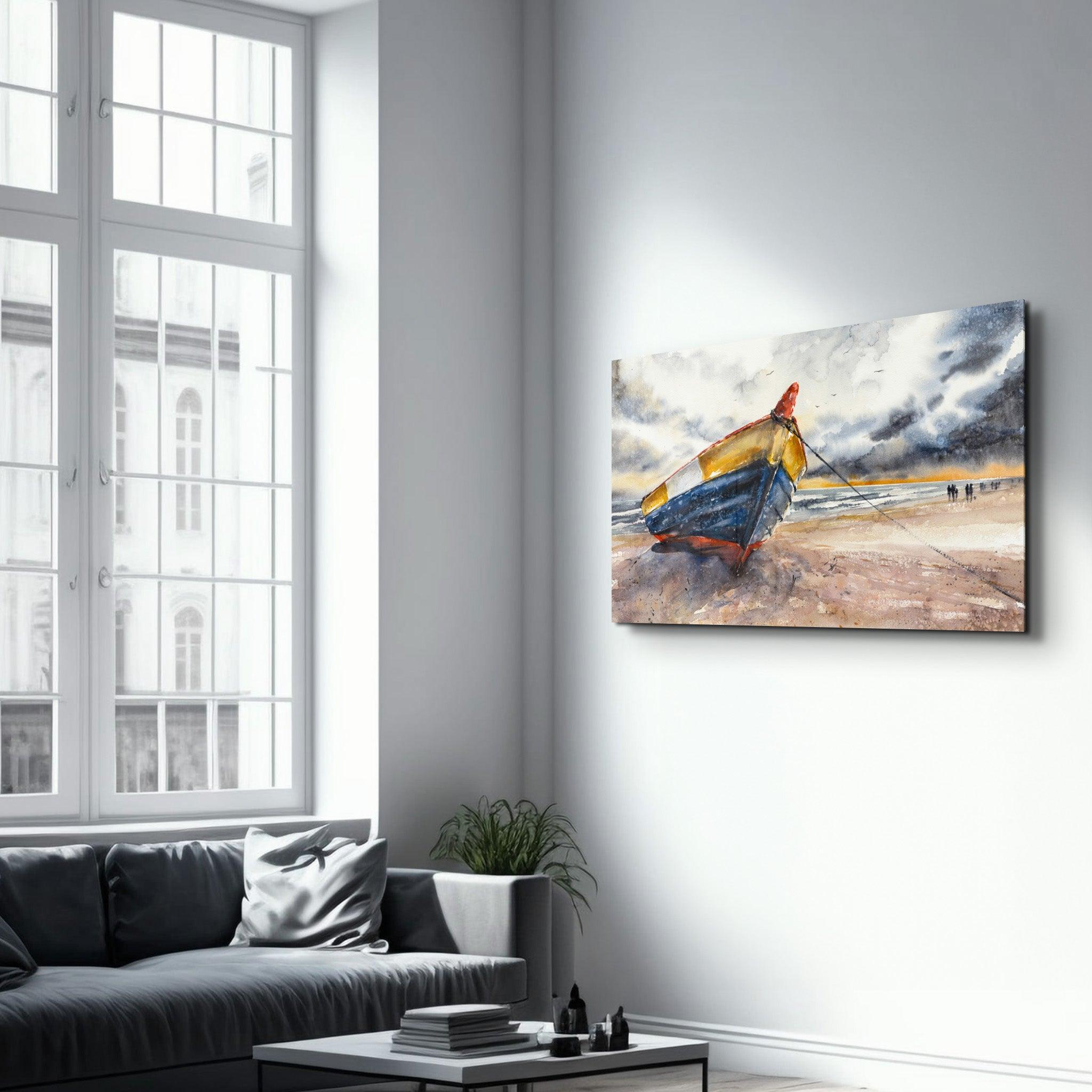 Poster "Boat on the Beach – Aquarelle Contemporaine"