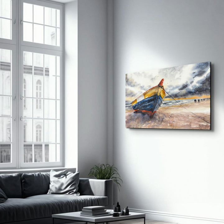 Poster "Boat on the Beach – Aquarelle Contemporaine"