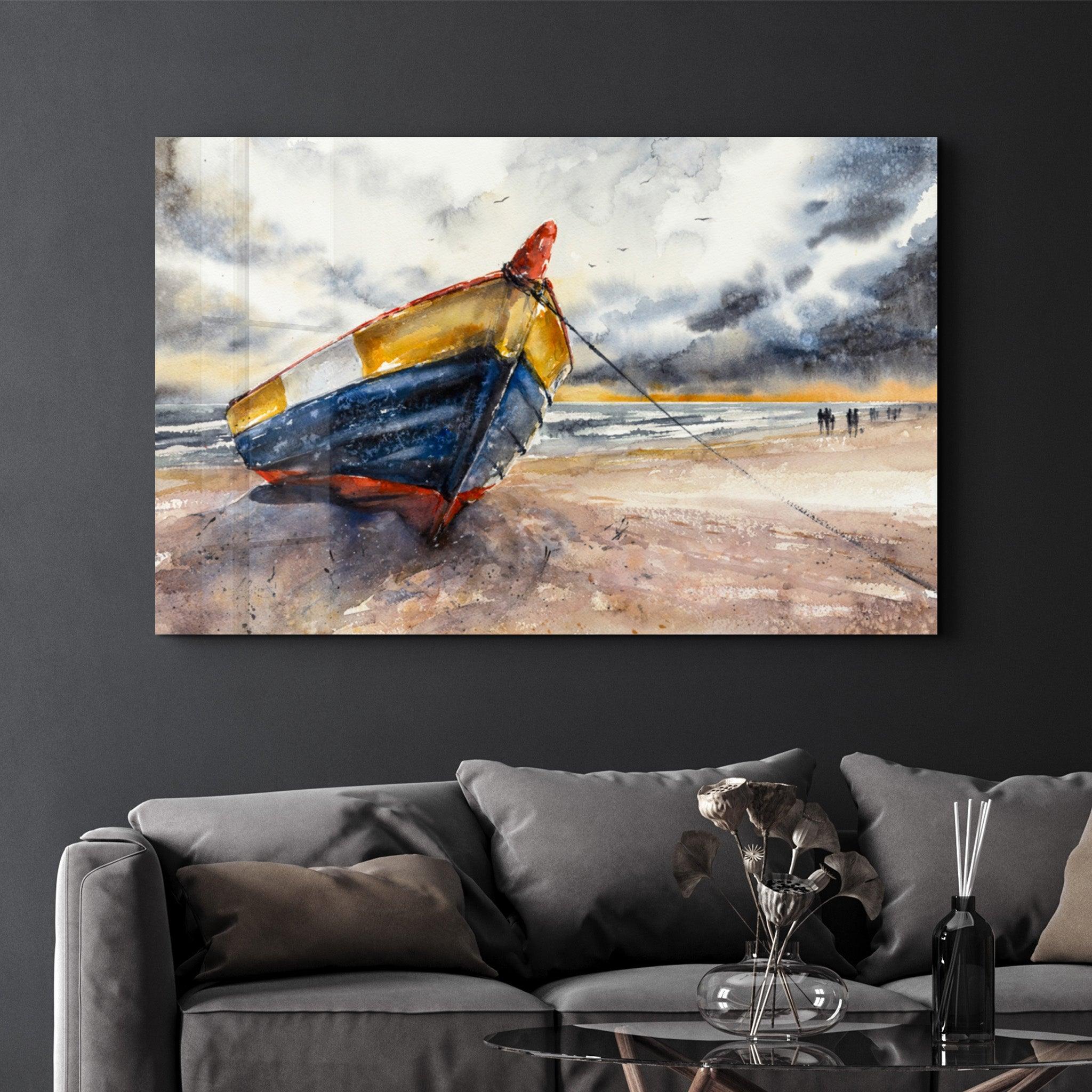 Poster "Boat on the Beach – Aquarelle Contemporaine"