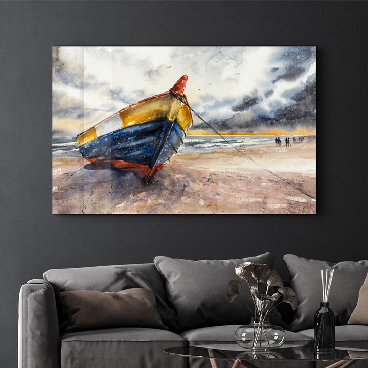 Poster "Boat on the Beach – Aquarelle Contemporaine"
