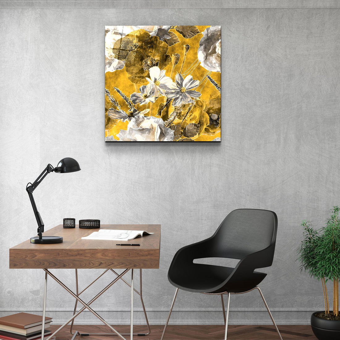 Tableau Mural "Fleurs d'Or"