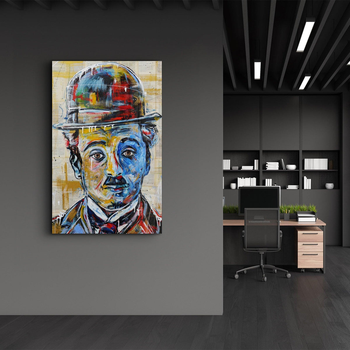 Tableau Mural "Charlie Chaplin Street Art"