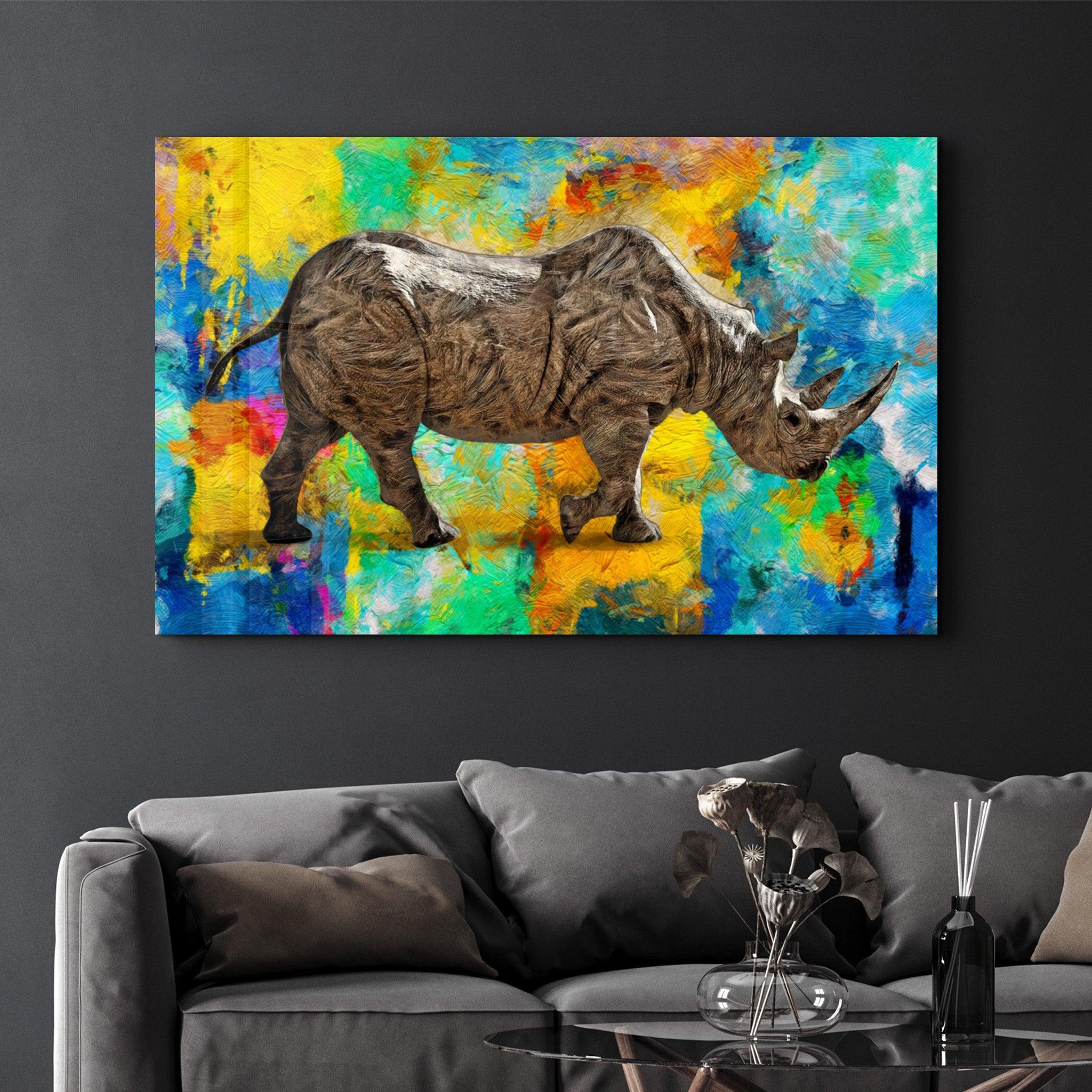 Poster "Colorful Rhino – Art Contemporain"