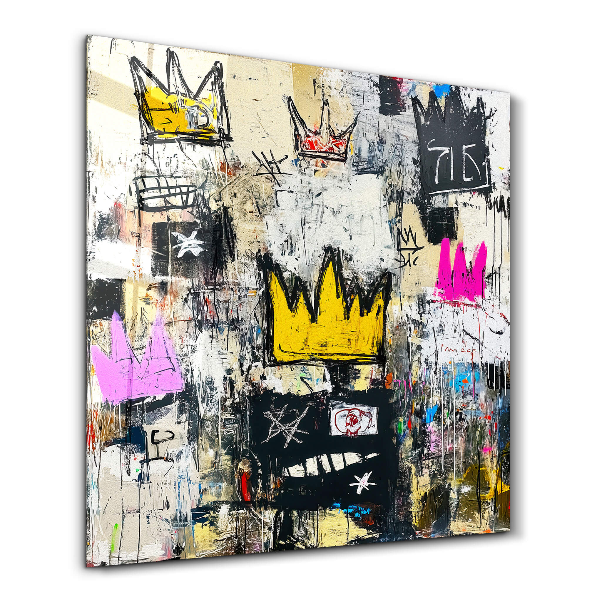 Tableau Abstrait Couronnes & Graffiti