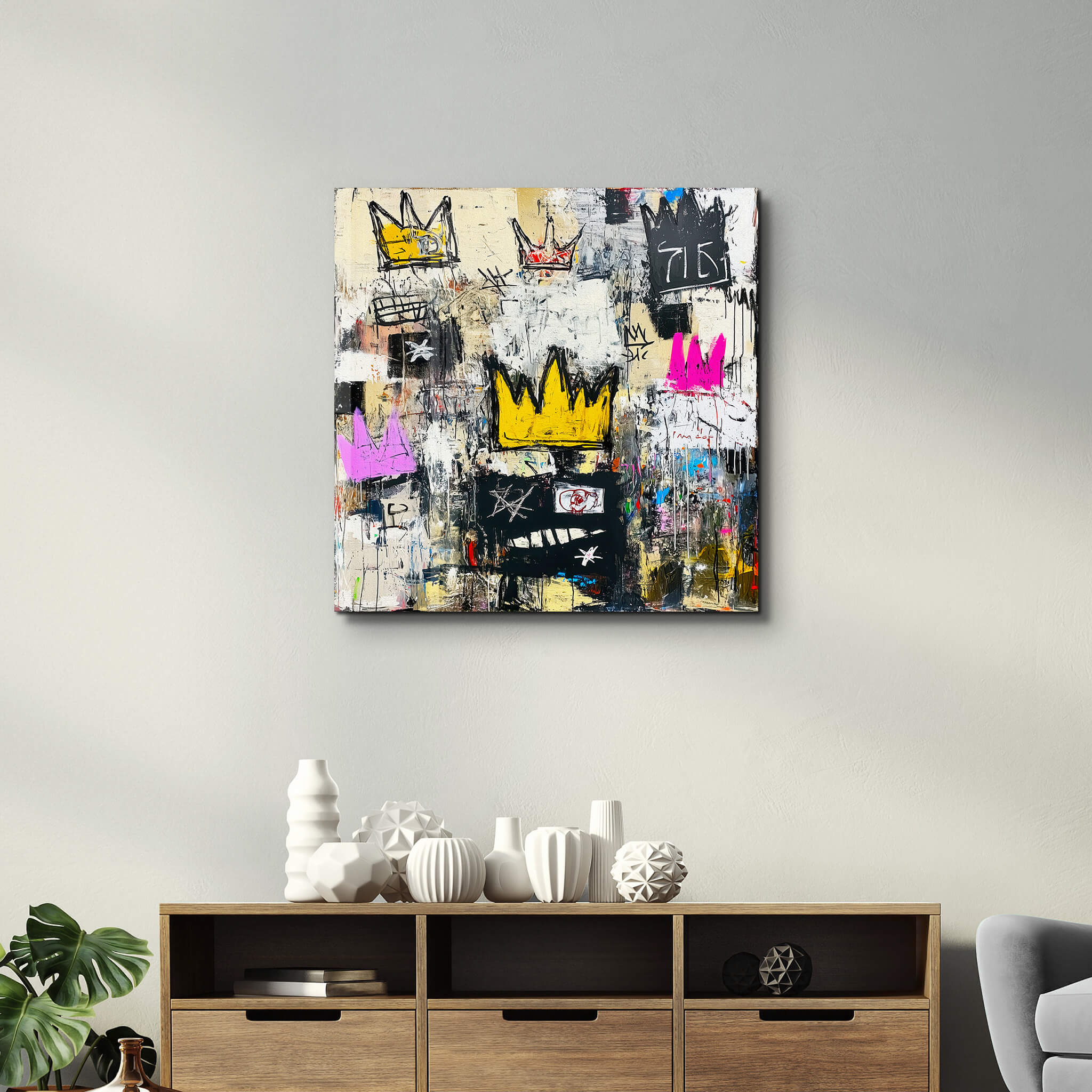 Tableau Abstrait Couronnes & Graffiti