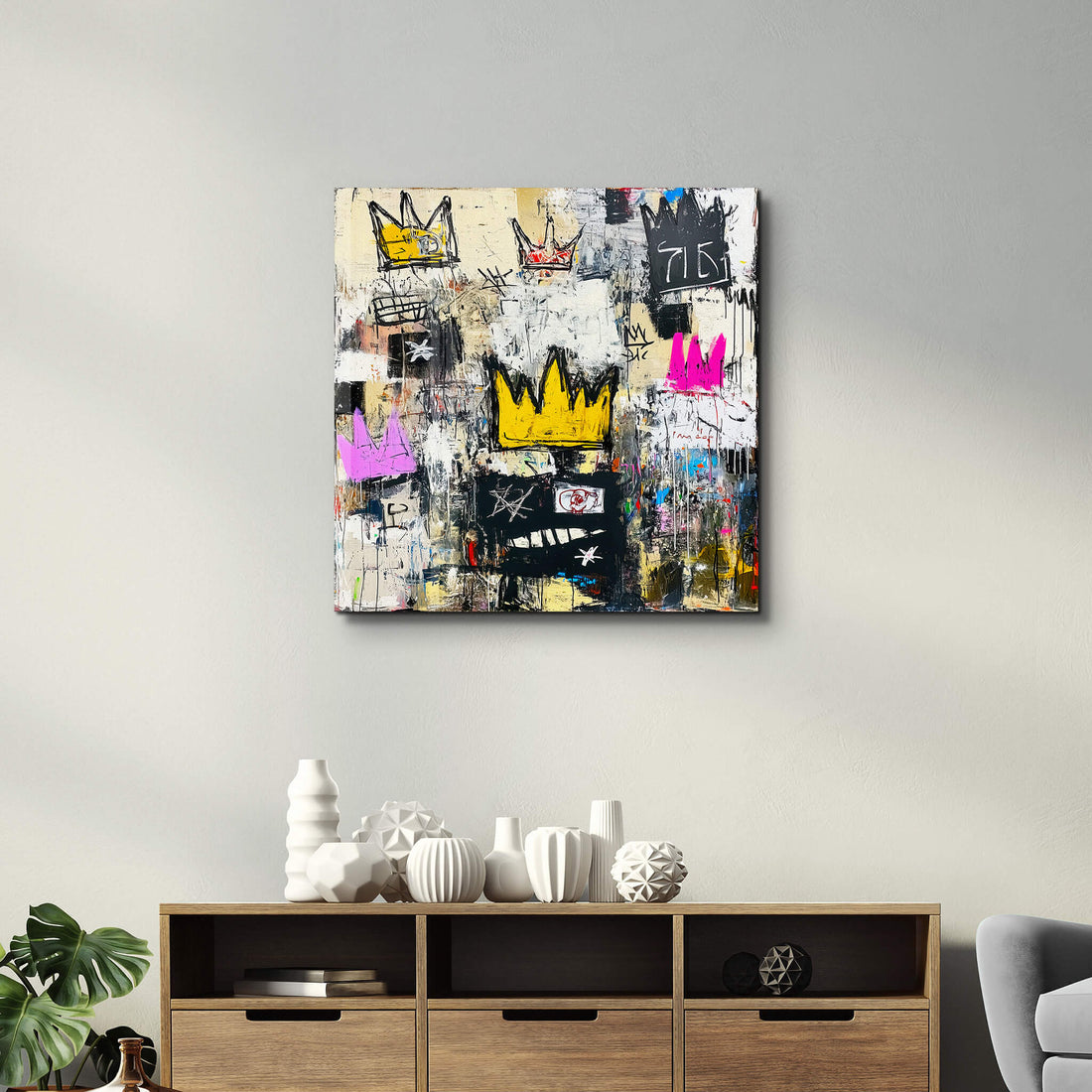 Tableau Abstrait Couronnes & Graffiti