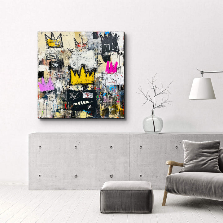 Tableau Abstrait Couronnes & Graffiti