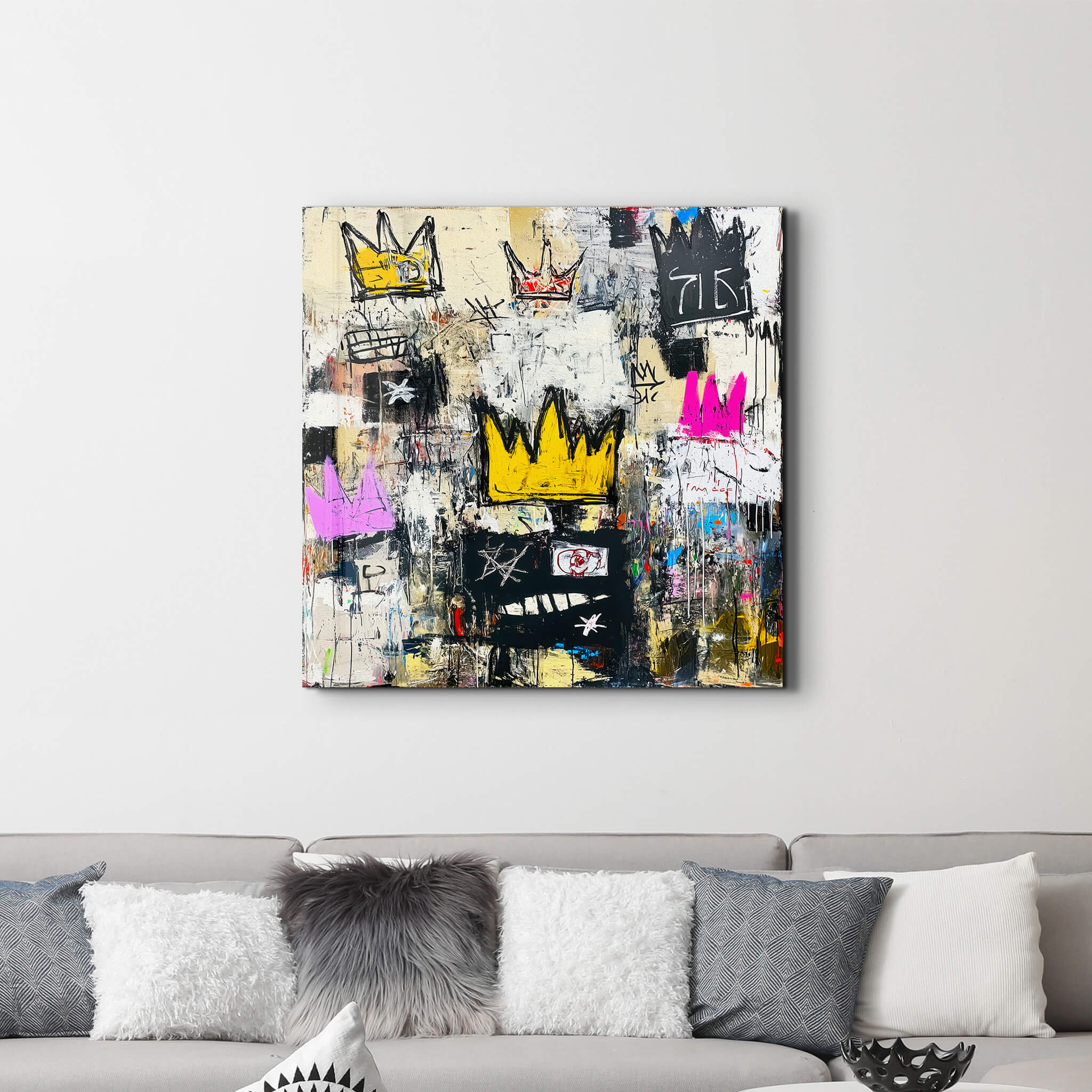 Tableau Abstrait Couronnes & Graffiti