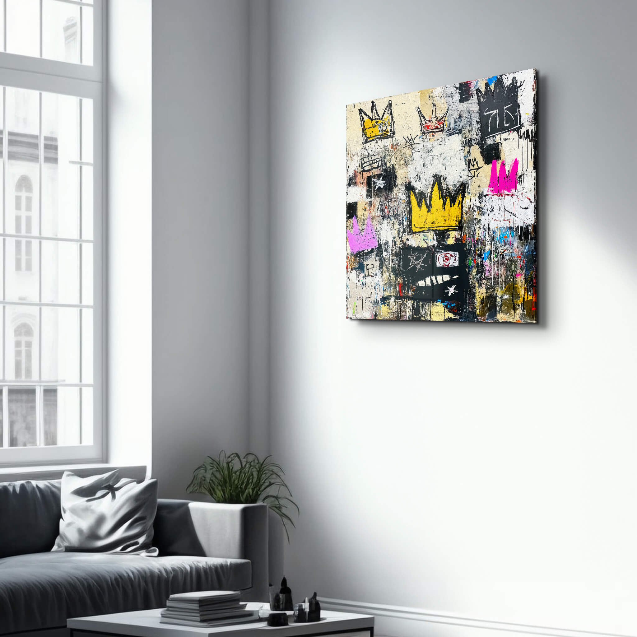 Tableau Abstrait Couronnes & Graffiti