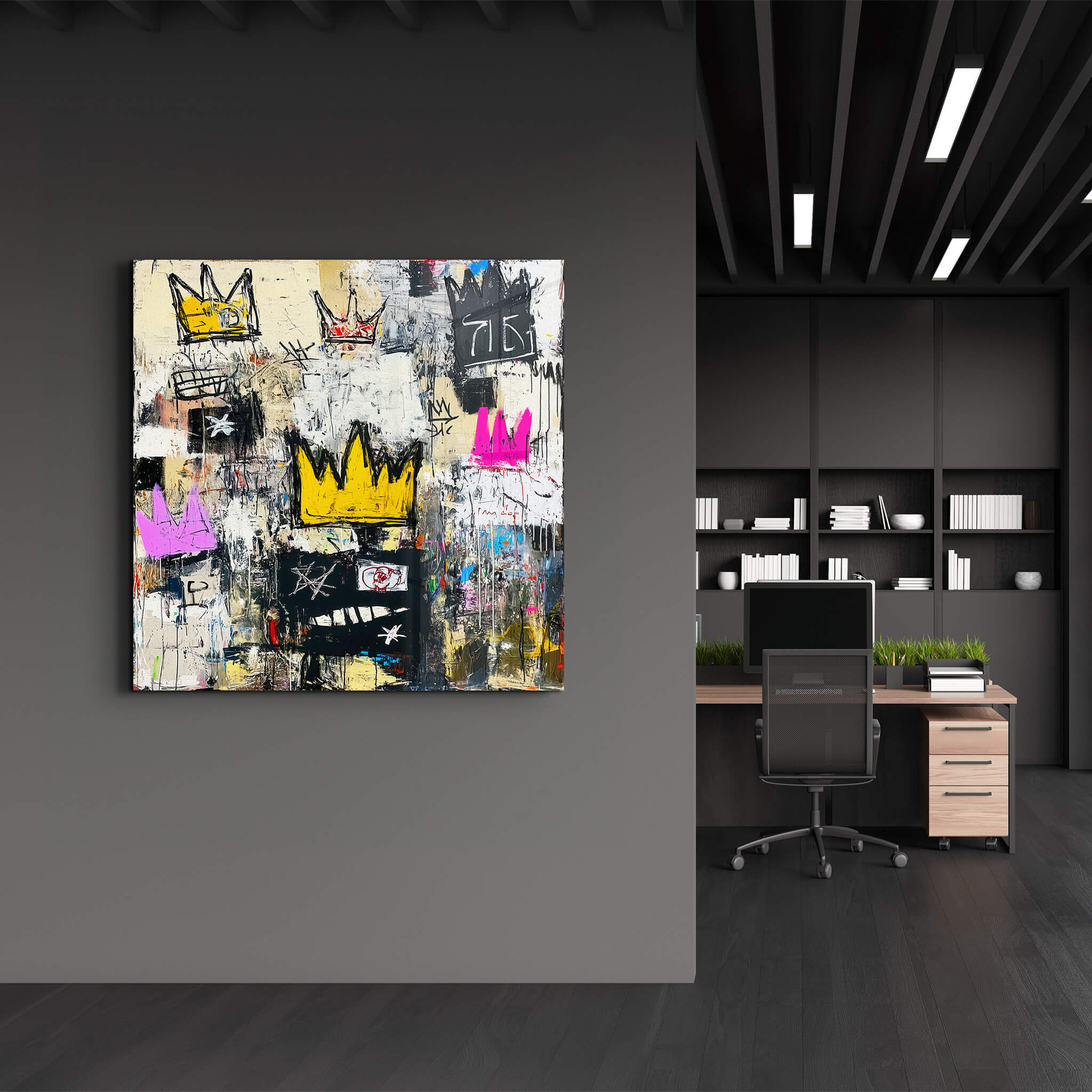 Tableau Abstrait Couronnes & Graffiti