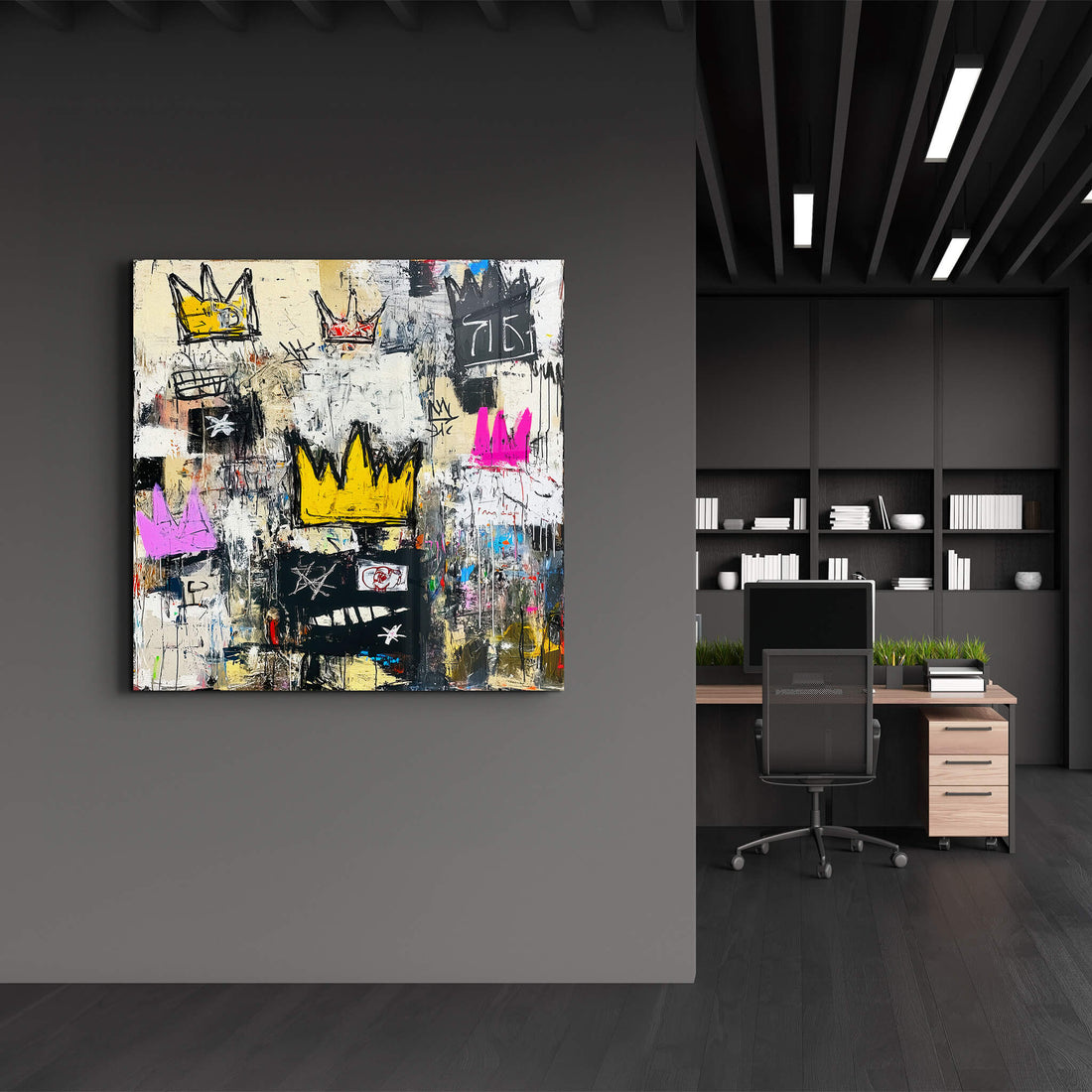 Tableau Abstrait Couronnes & Graffiti