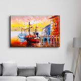 Tableau Mural "Port au Coucher de Soleil"