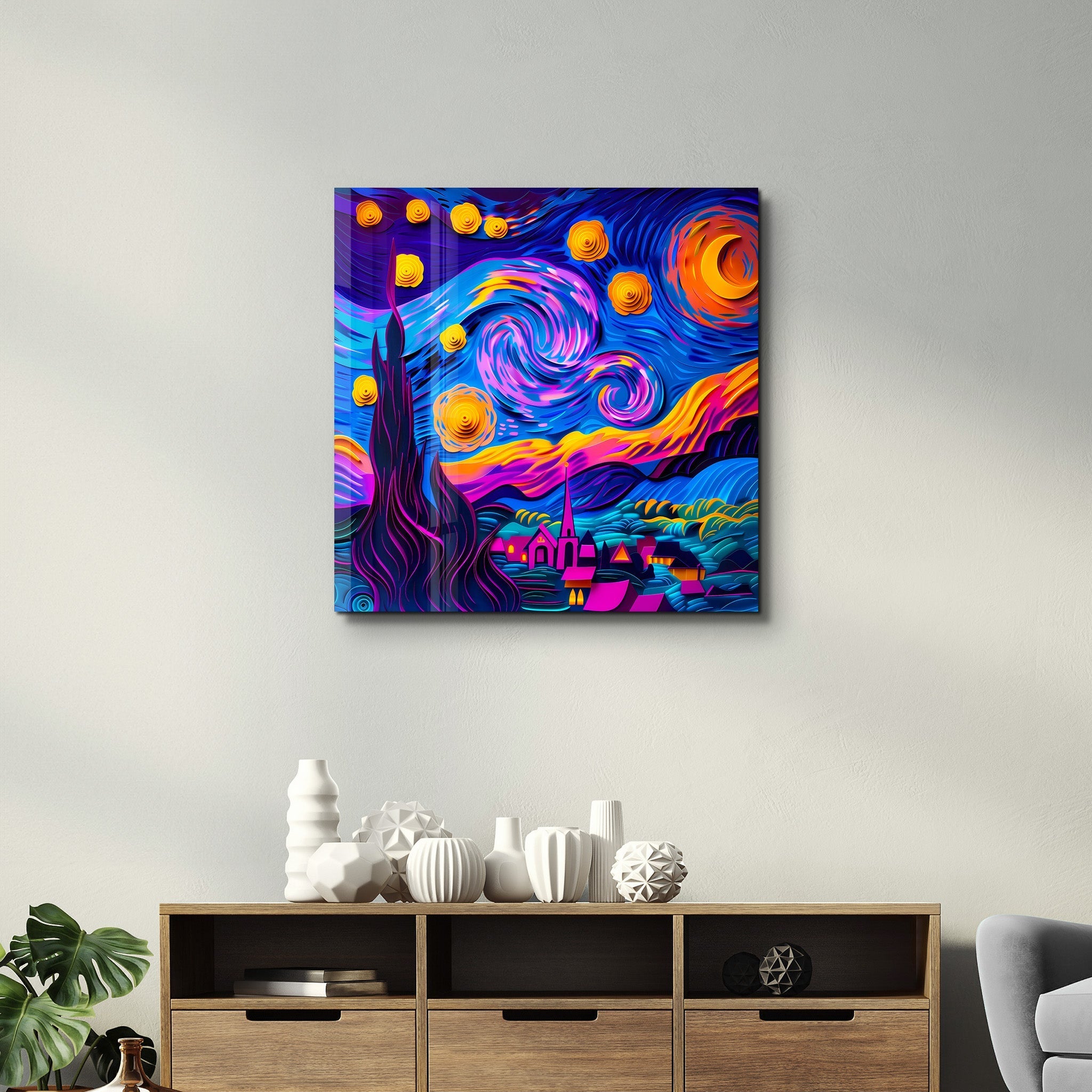 Tableau "Starry Night" Réinterprétation Moderne
