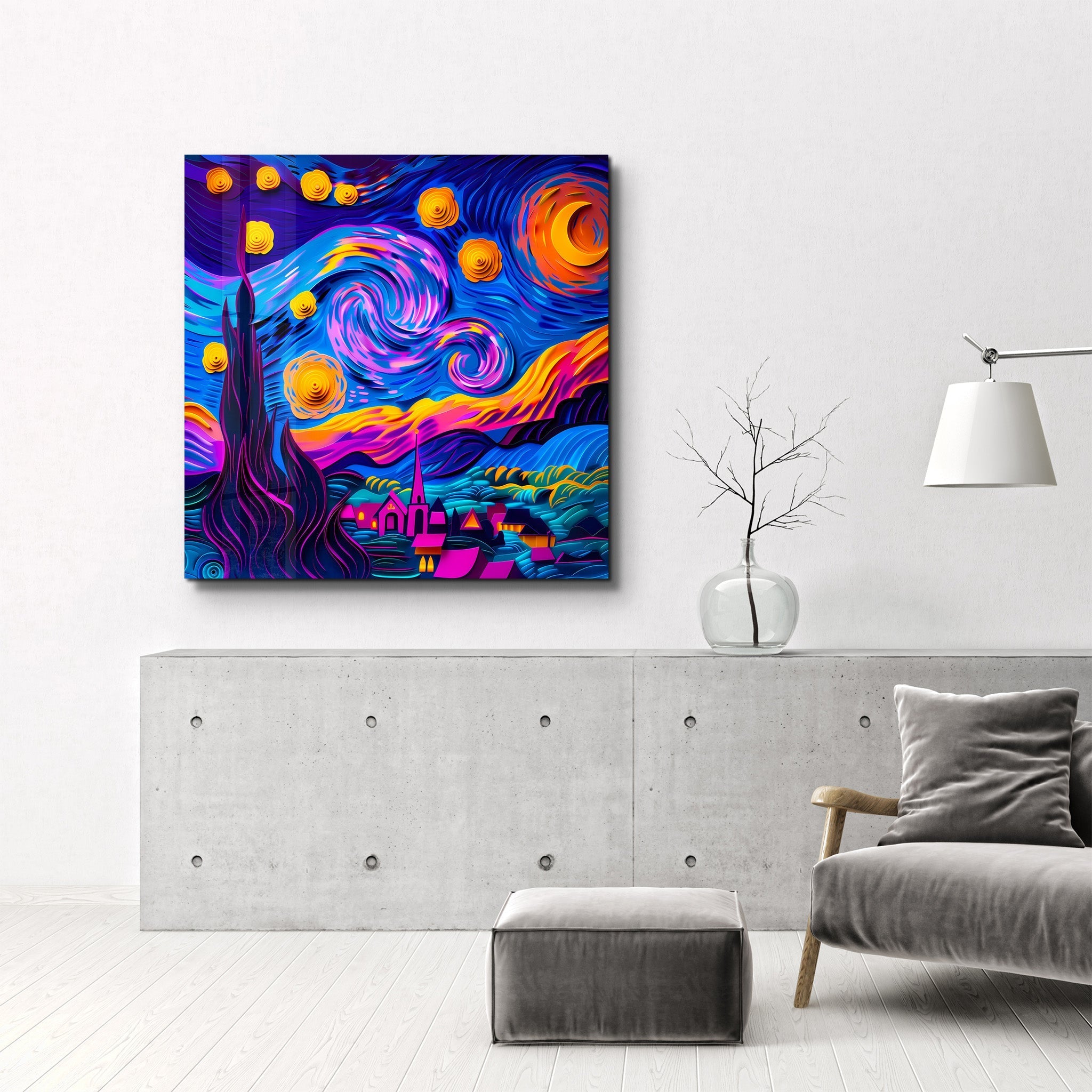 Tableau "Starry Night" Réinterprétation Moderne