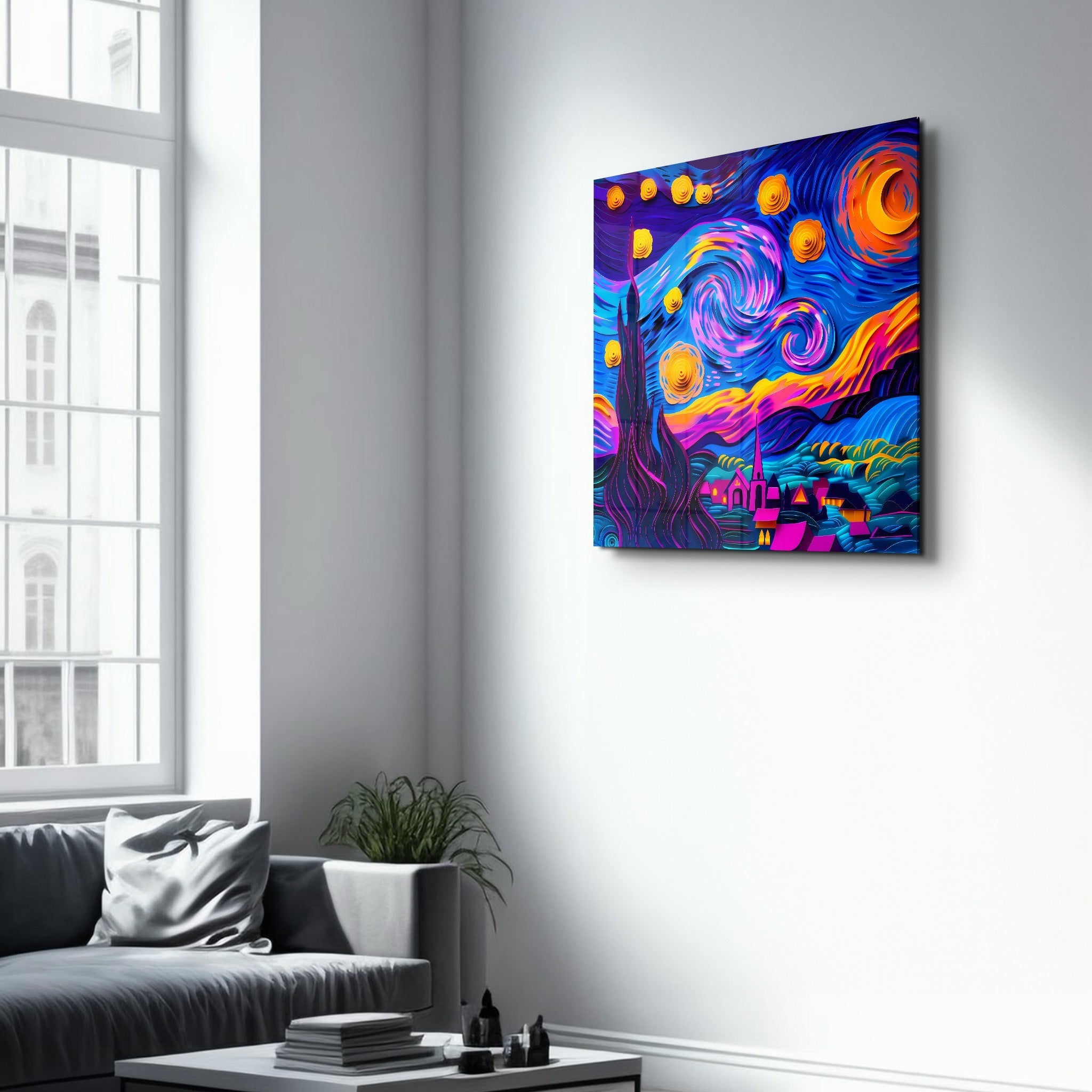 Tableau "Starry Night" Réinterprétation Moderne