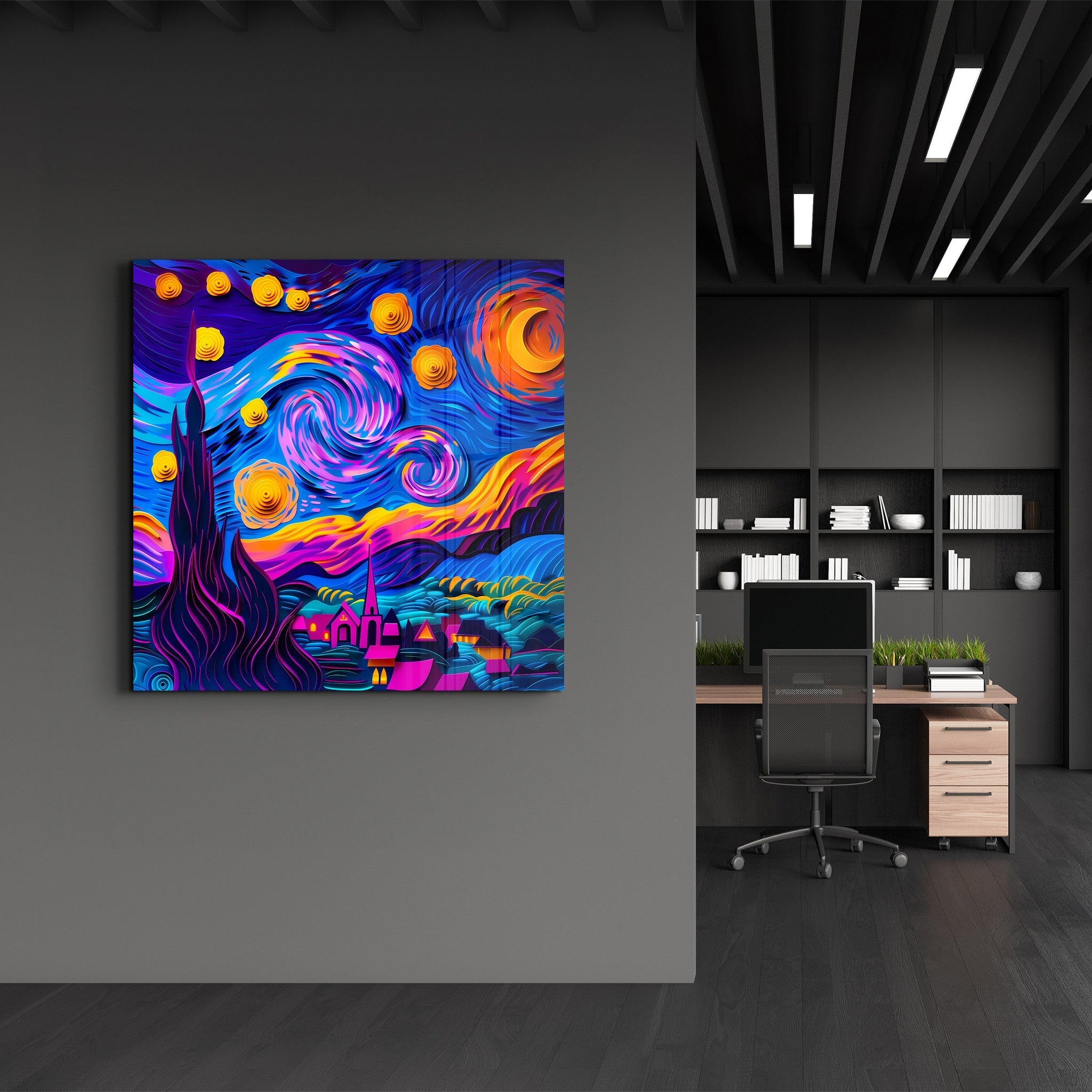 Tableau "Starry Night" Réinterprétation Moderne