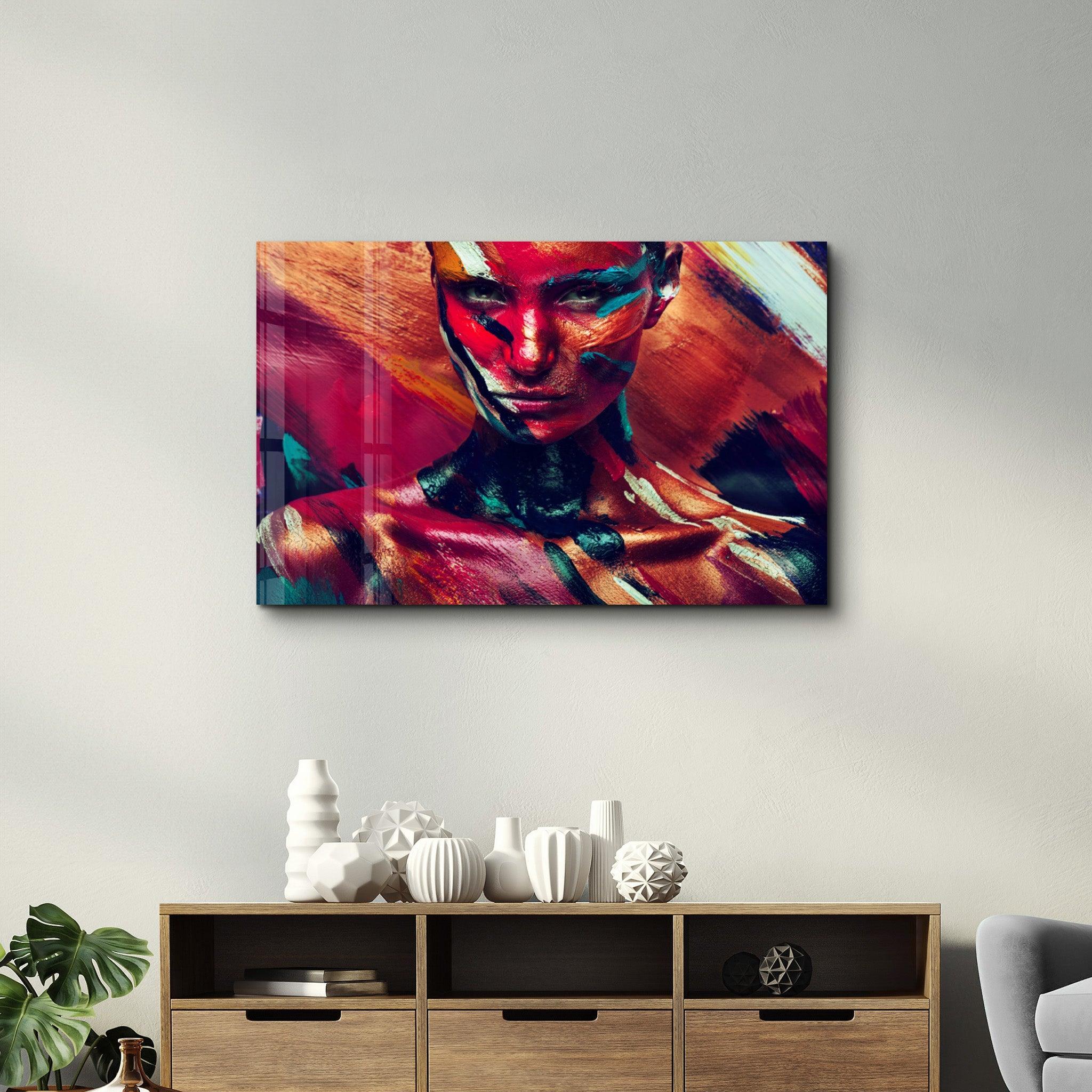 Tableau Portrait Abstrait Multicolore