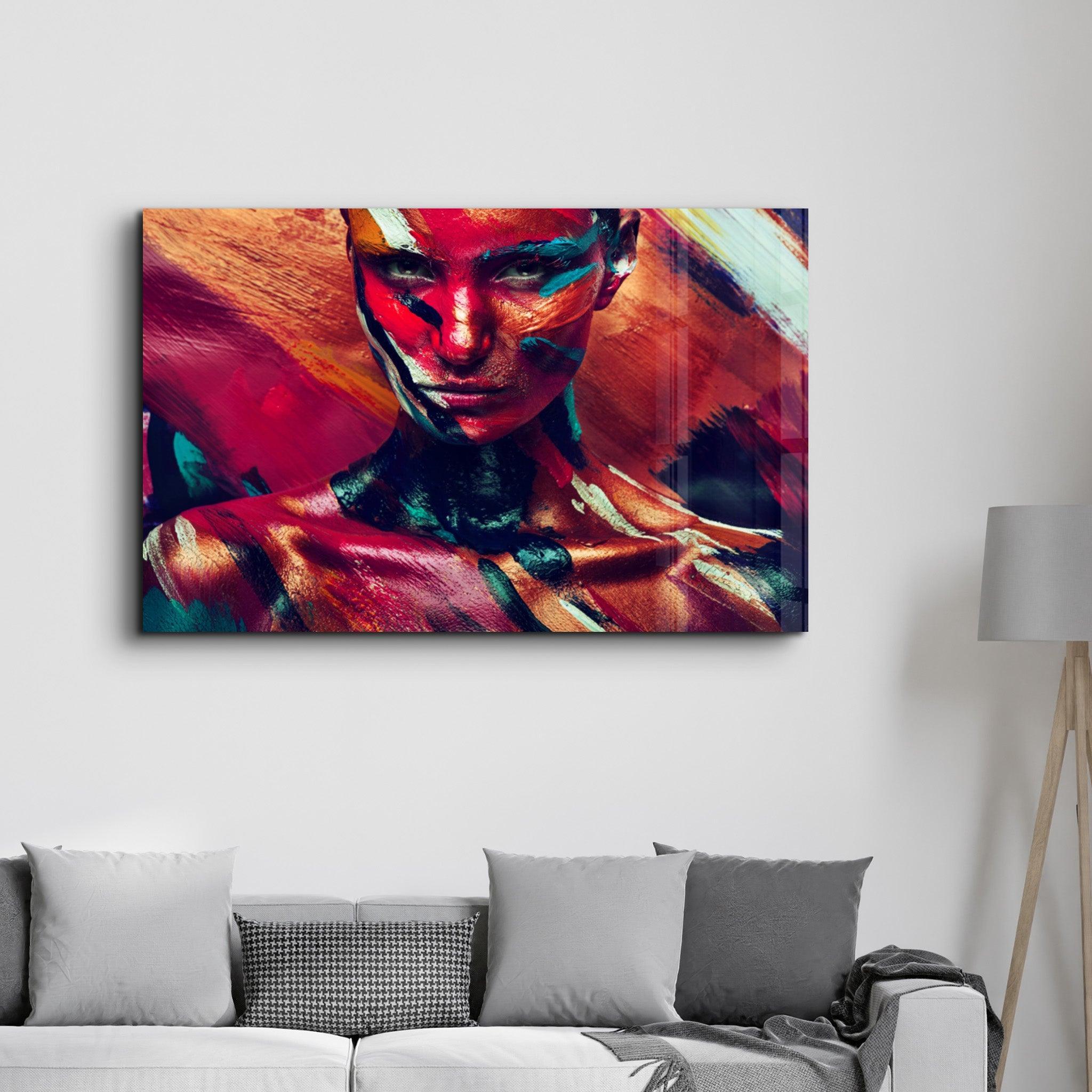 Tableau Portrait Abstrait Multicolore