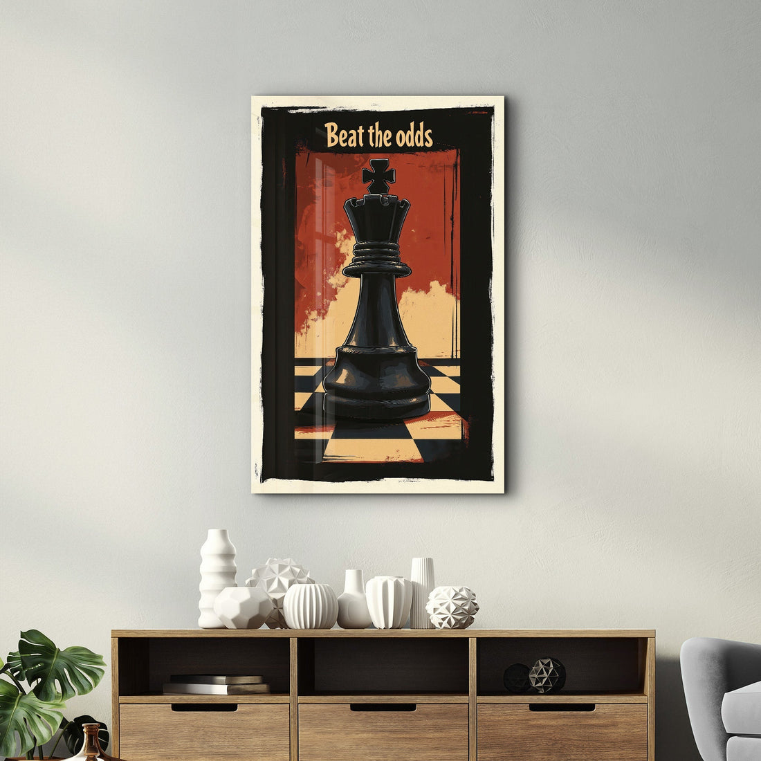 Tableau Pop Art – Roi des Échecs "Beat the Odds"
