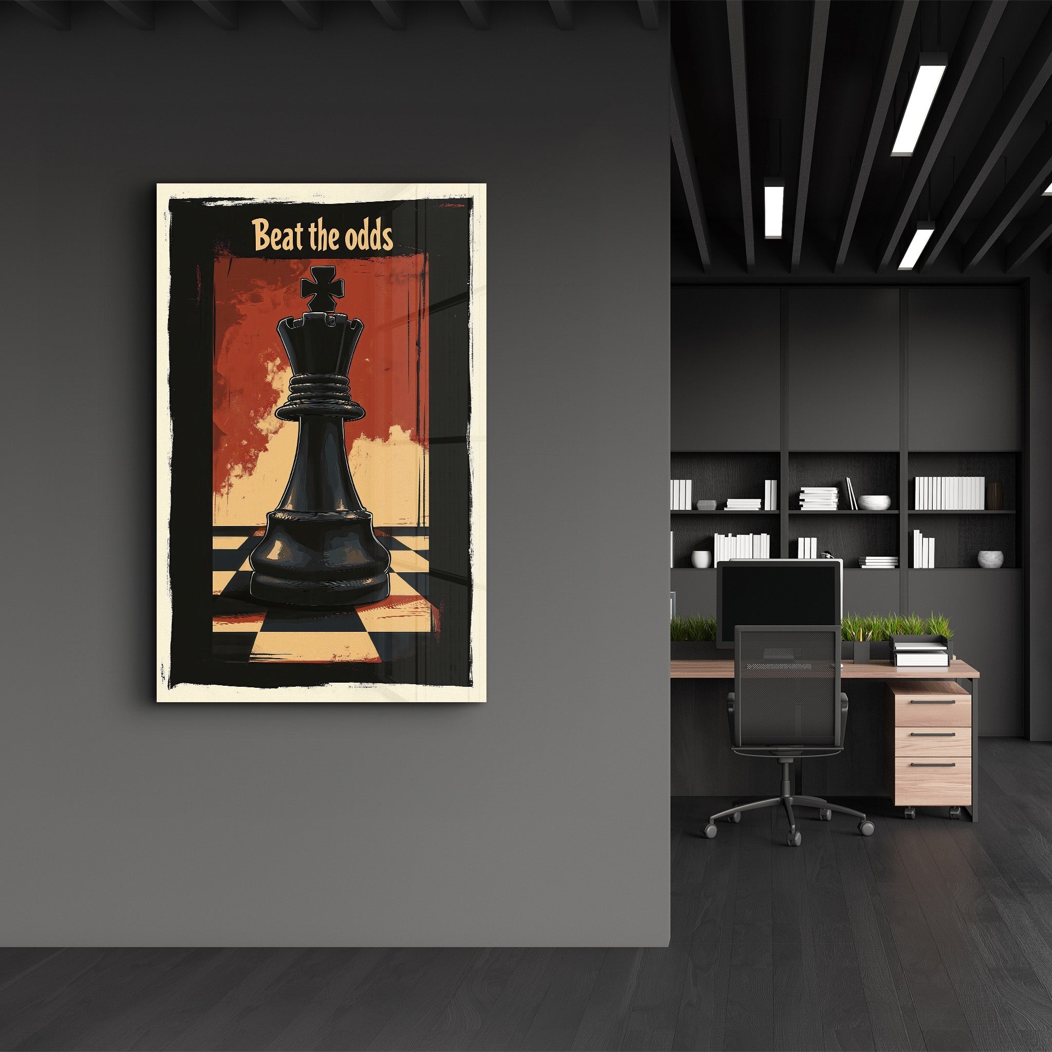 Tableau Pop Art – Roi des Échecs "Beat the Odds"