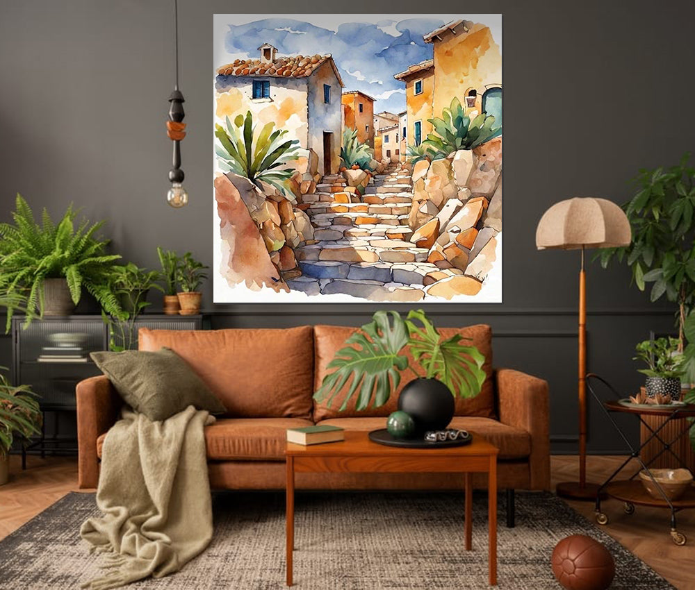 tableau palmier "L'Ascension Provençale" 100x100 cm
