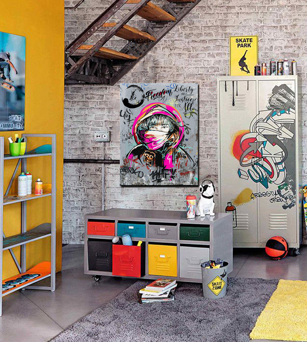 Tableau décoratif - Graffiti Alice - mdf -80x60 cm - vinyle mat