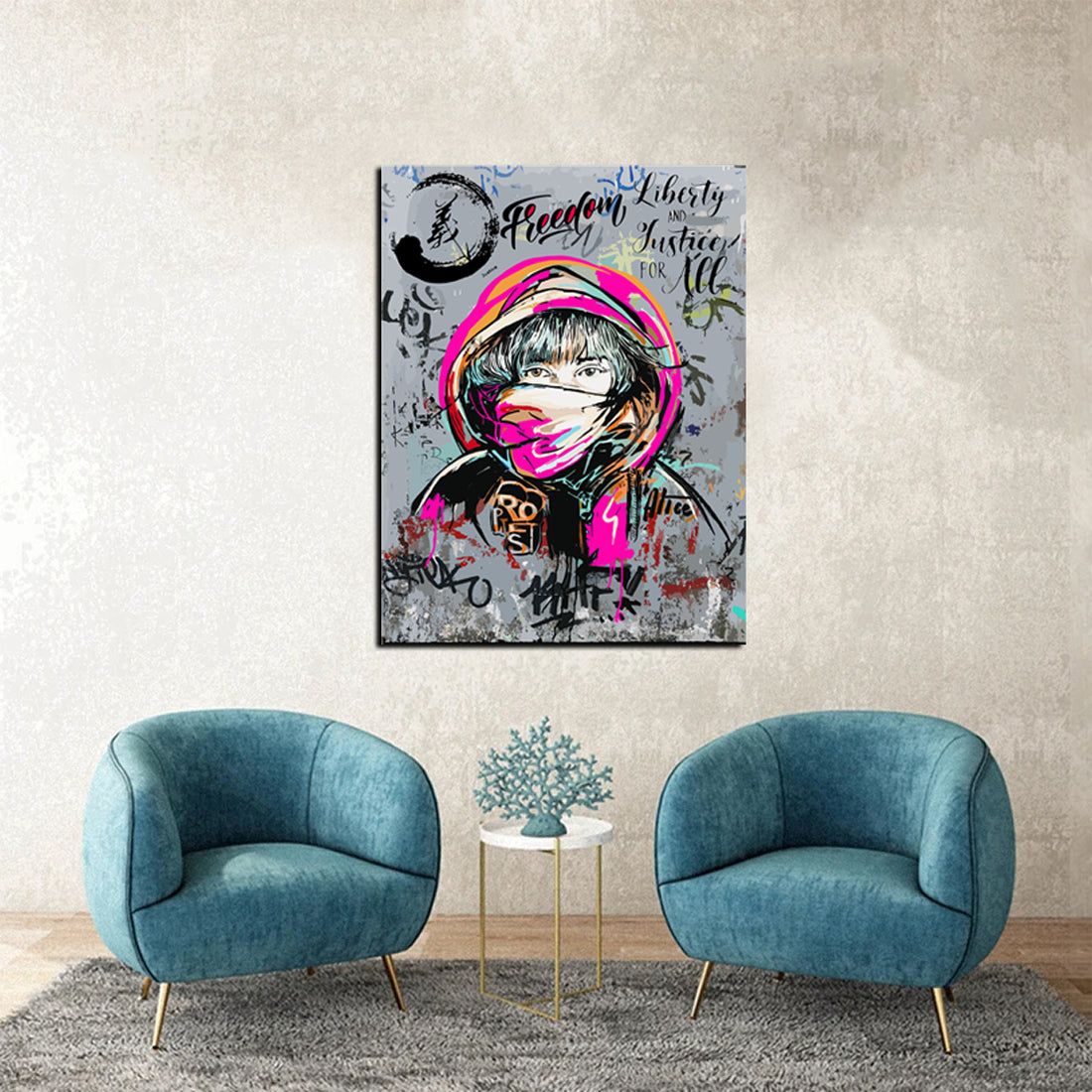 Tableau décoratif - Graffiti Alice - mdf -80x60 cm - vinyle mat