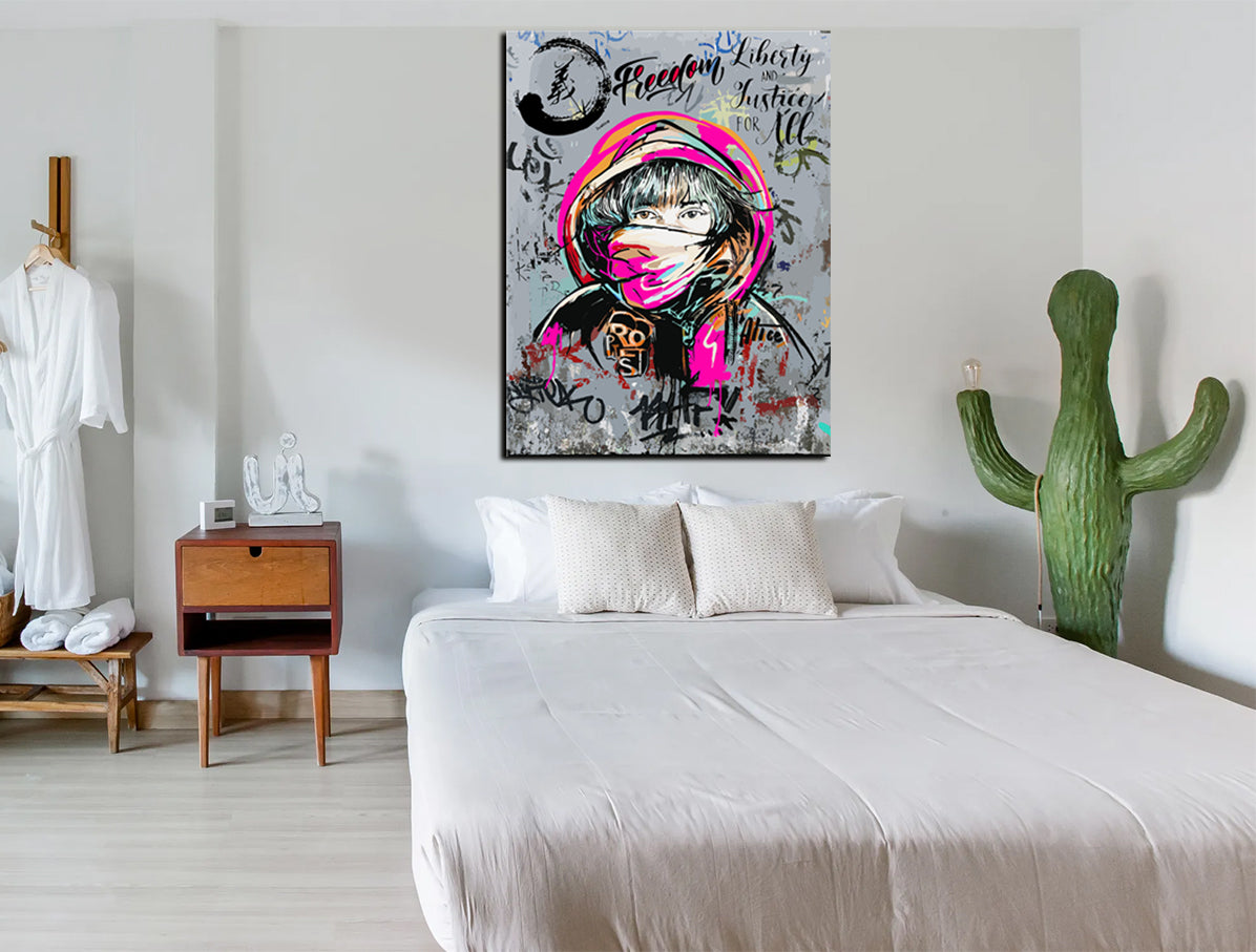 Tableau décoratif - Graffiti Alice - mdf -80x60 cm - vinyle mat